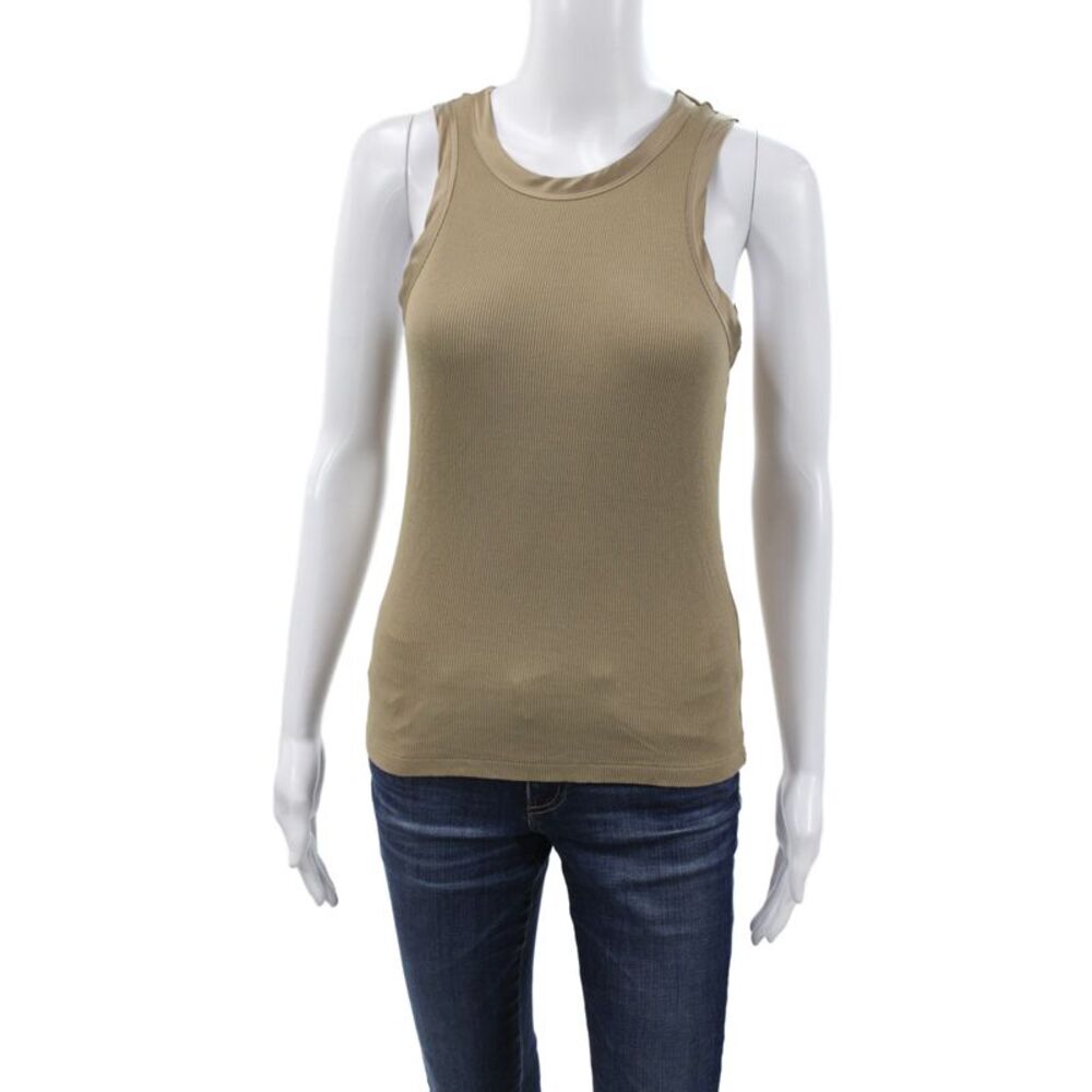 MNG Women Basic Ribbed Knit Brown Sleeveless Tank Size S